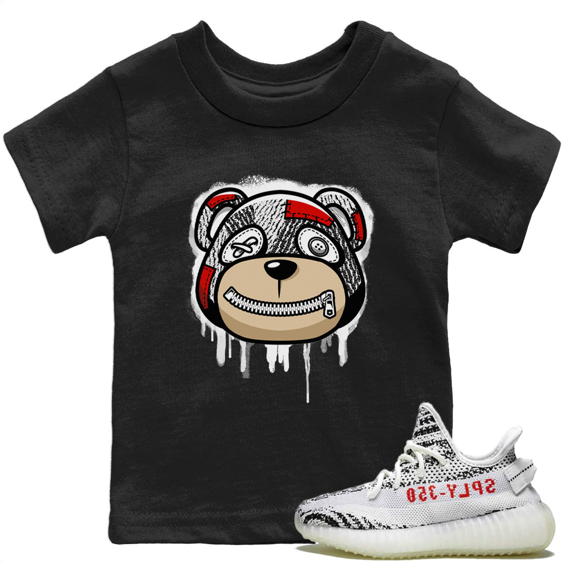 Bear Face Kids Tops - Yeezy 350 Zebra