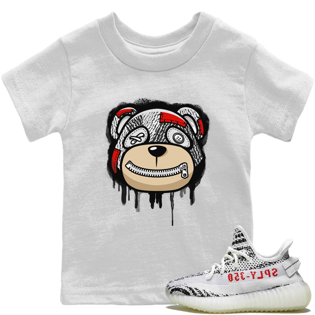 Bear Face Kids Tops - Yeezy 350 Zebra