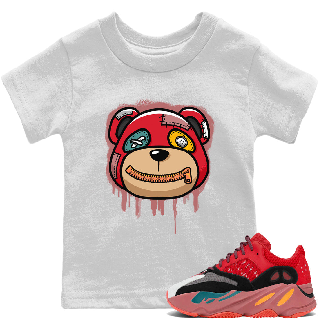 Bear Face Kids Tops - Yeezy 700 Hi-Res Red