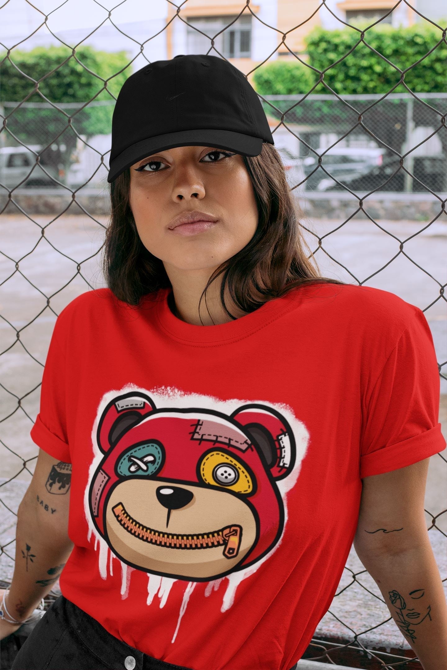 Bear Face Unisex Tops - Yeezy 700 Hi-Res Red