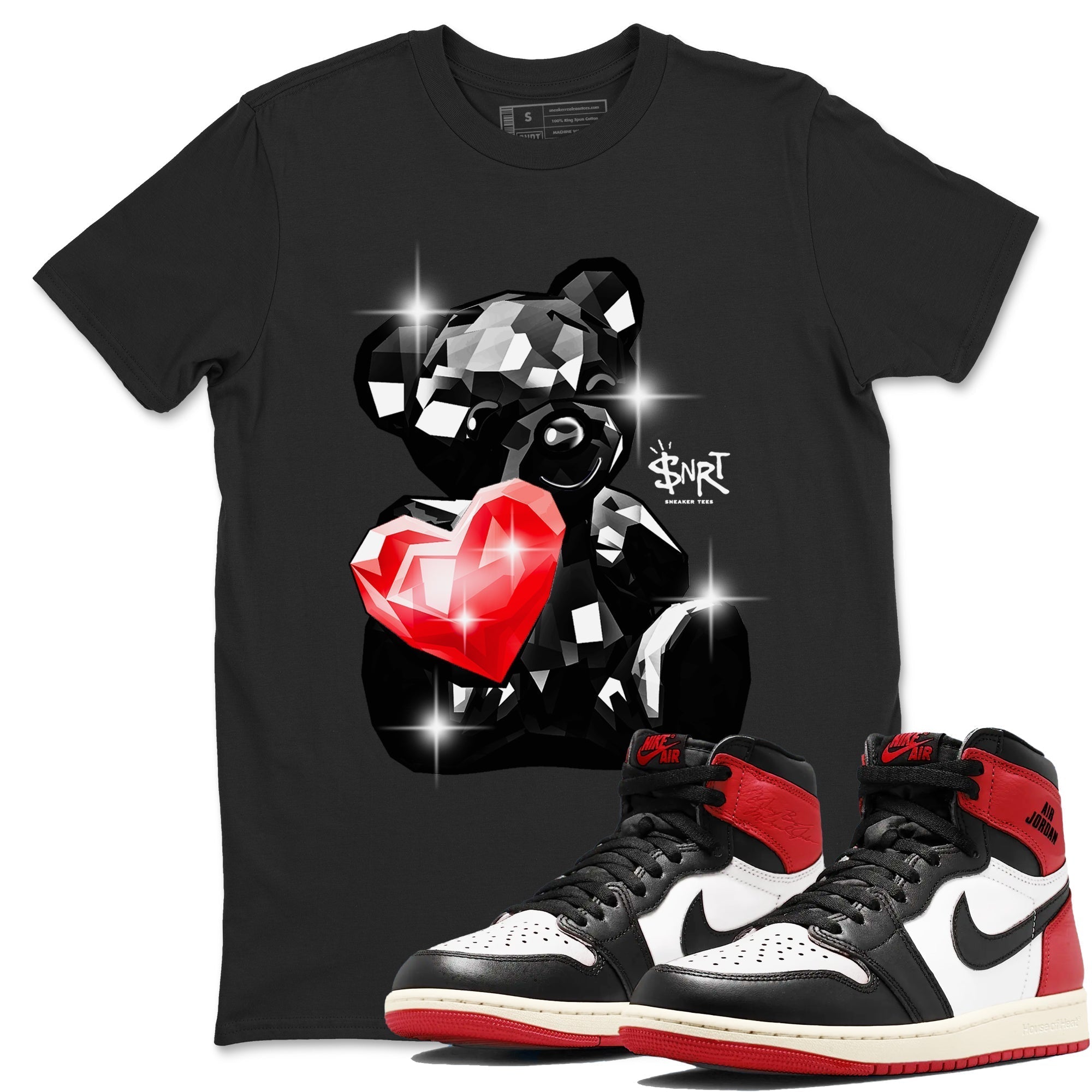 Bear Germs snkmatch Tees - Air Jordan 1 Black Toe Reimagined