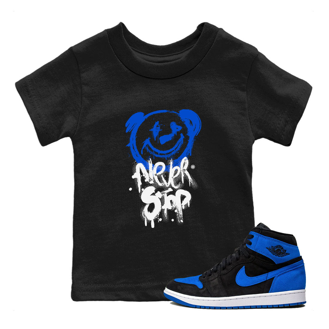 Bear Never Stop snkmatch Tee Kids - Air Jordan 1 Royal Reimagined