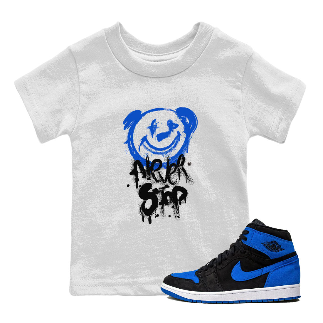 Bear Never Stop snkmatch Tee Kids - Air Jordan 1 Royal Reimagined
