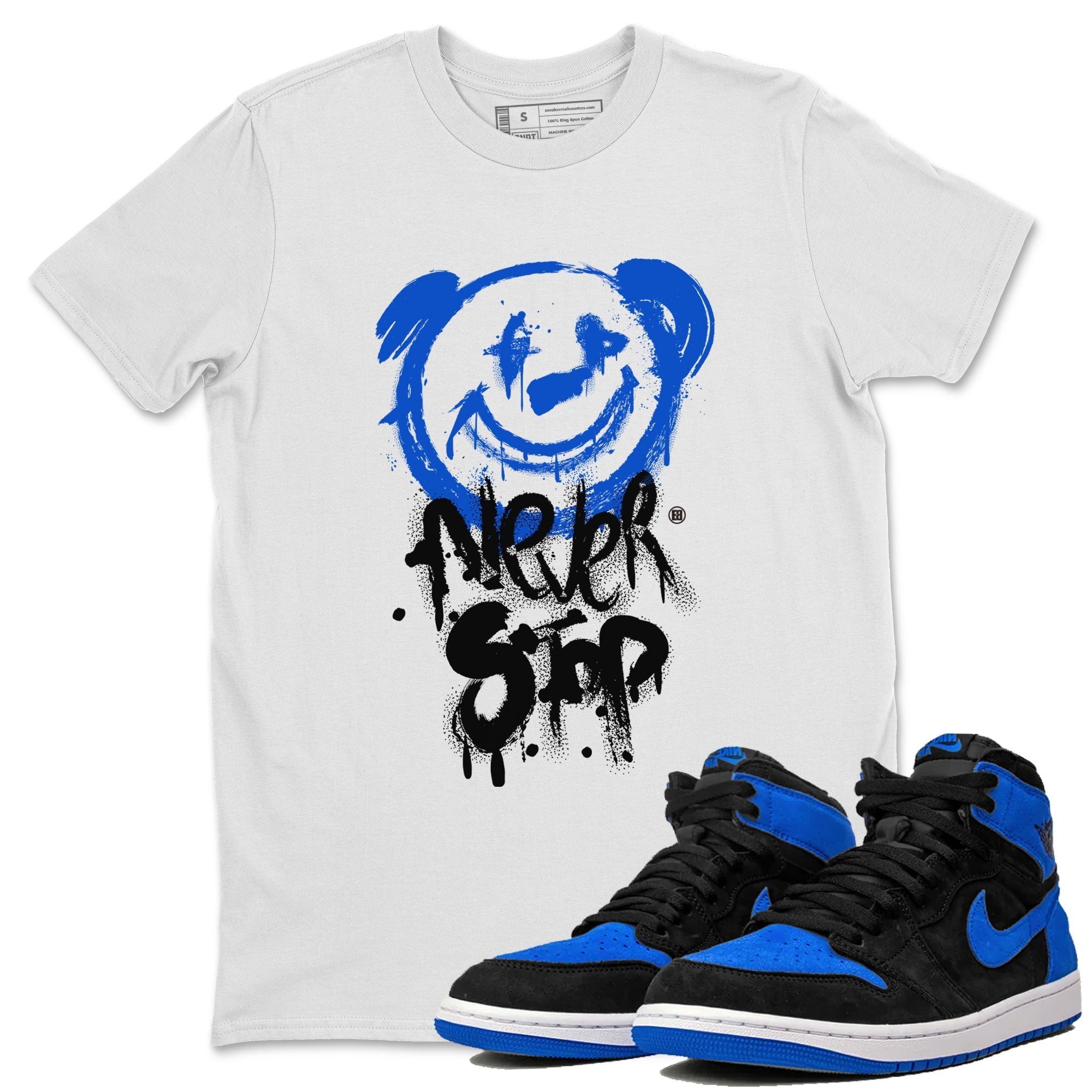 Bear Never Stop snkmatch Tee - Air Jordan 1 Royal Reimagined