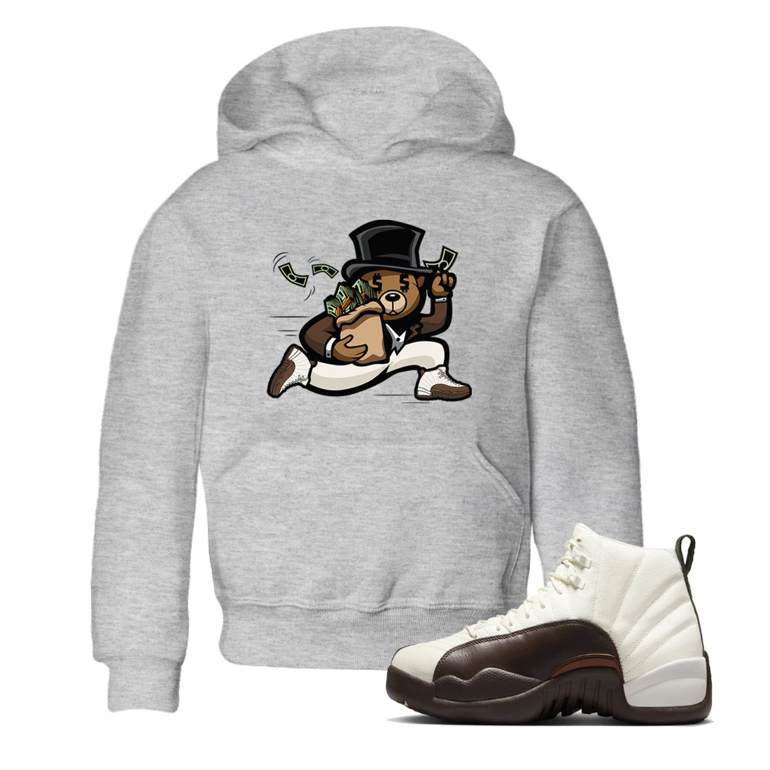 Bear Steals snkmatch Tees Kids - Air Jordan 12 Baroque Brown
