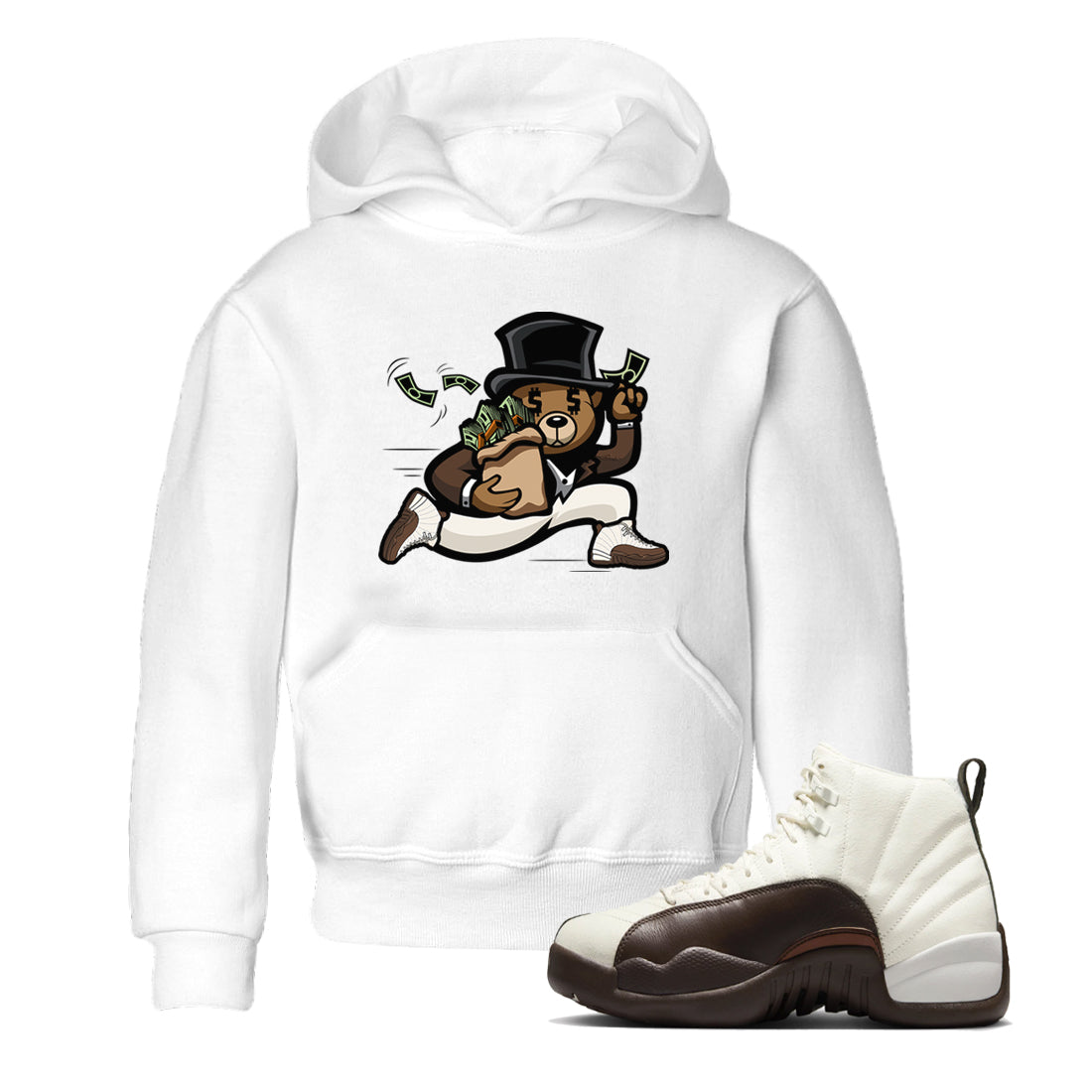 Bear Steals snkmatch Tees Kids - Air Jordan 12 Baroque Brown