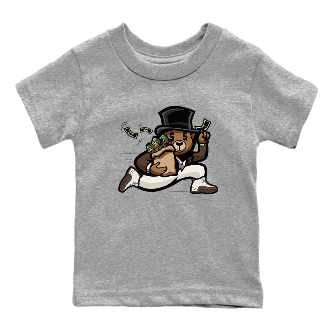 Bear Steals snkmatch Tees Kids - Air Jordan 12 Baroque Brown