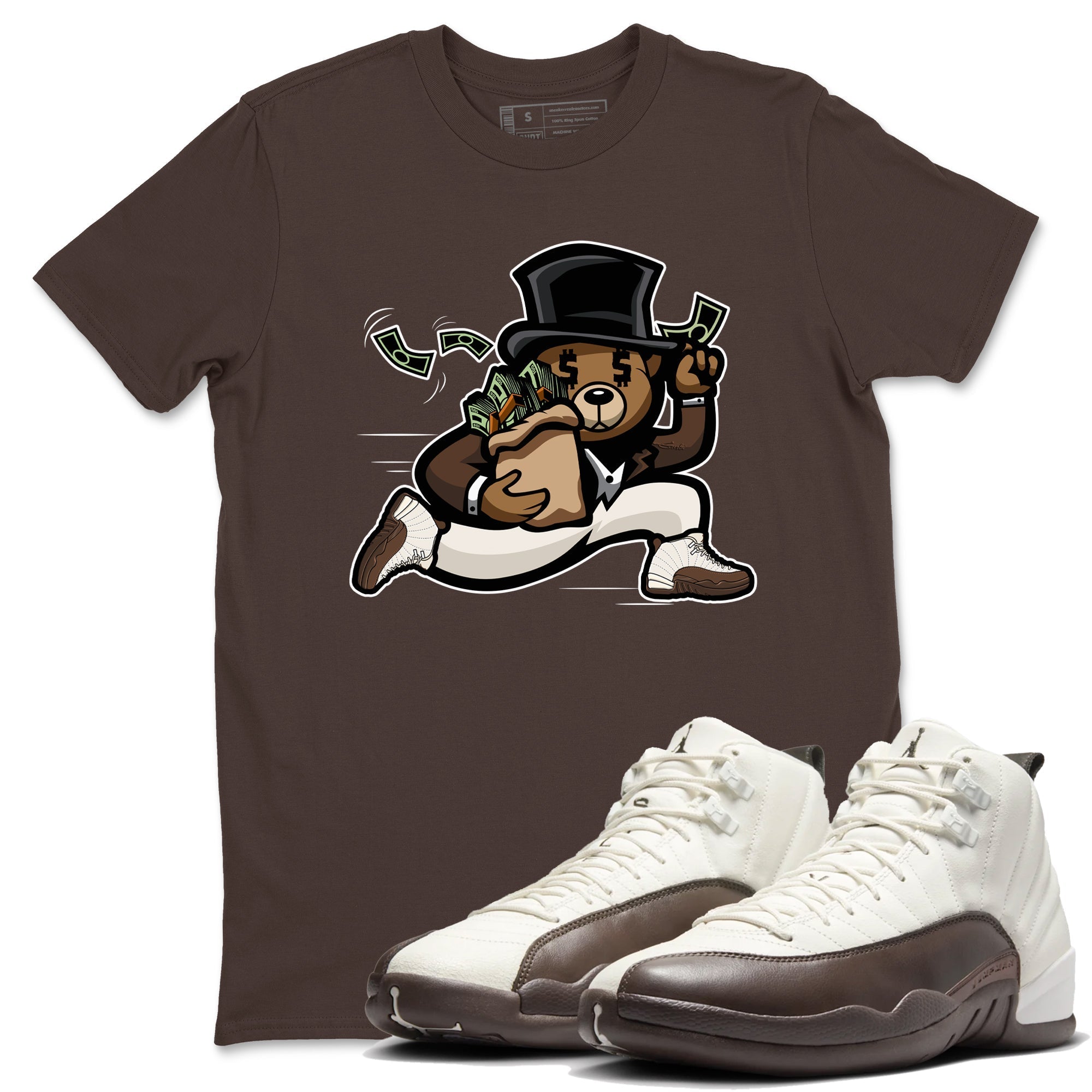 Bear Steals snkmatch Tees - Air Jordan 12 Baroque Brown
