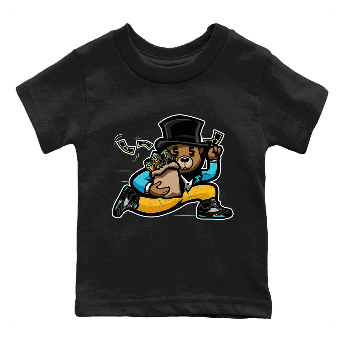 Bear Steals Kids Tops - Air Jordan 5 Aqua