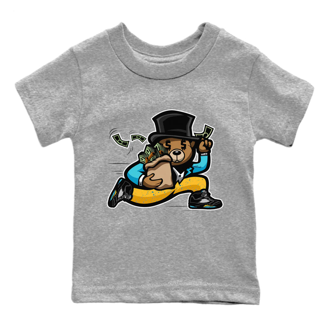 Bear Steals Kids Tops - Air Jordan 5 Aqua
