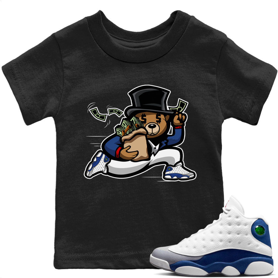Bear Steals Kids Tops - Air Jordan 13 French Blue