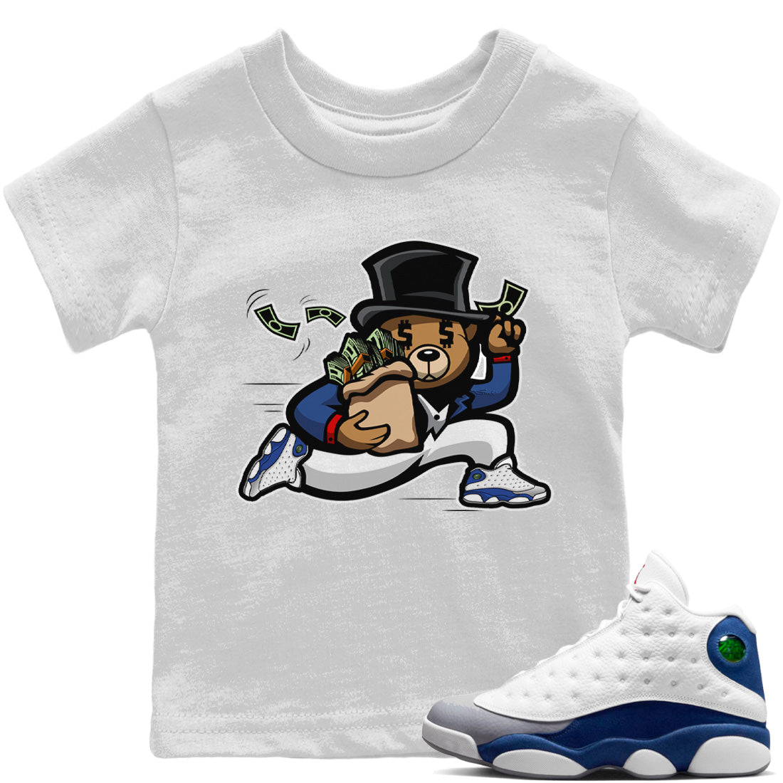 Bear Steals Kids Tops - Air Jordan 13 French Blue