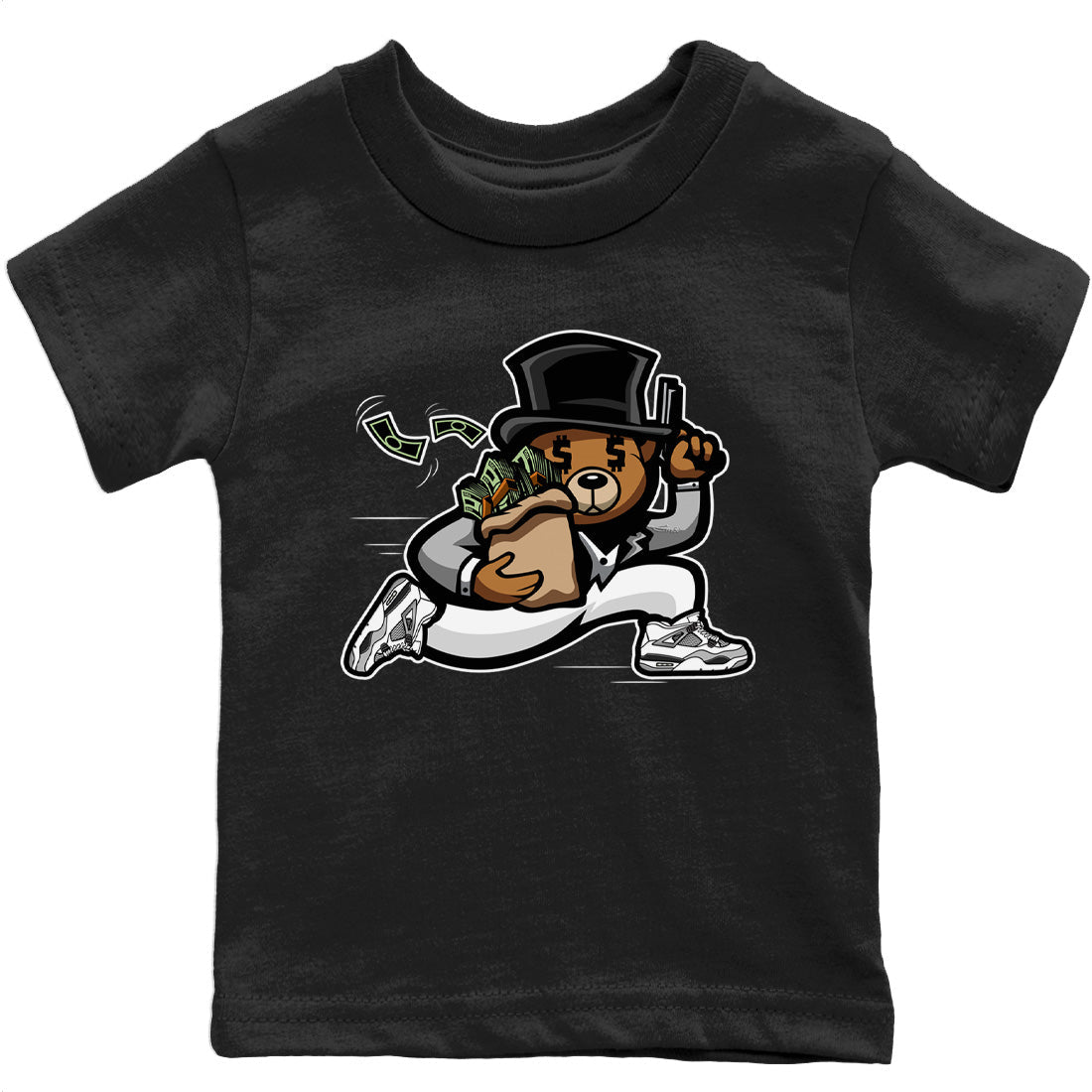 Bear Steals Kids Tops - Air Jordan 4 Military Black