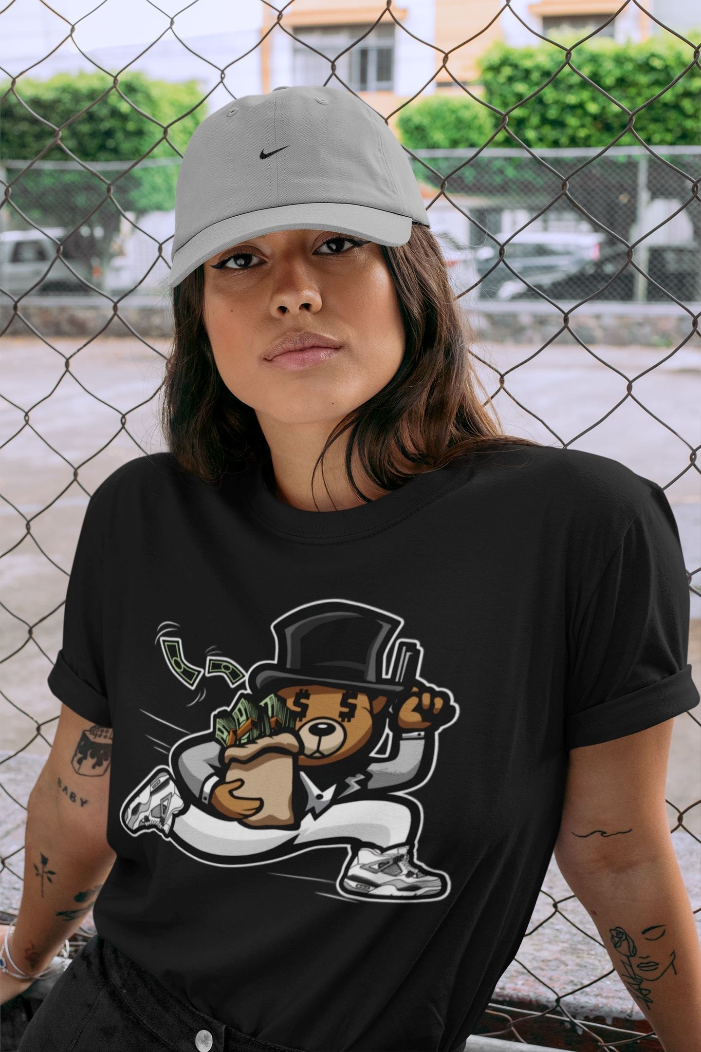 Bear Steals Unisex Tops - Air Jordan 4 Military Black