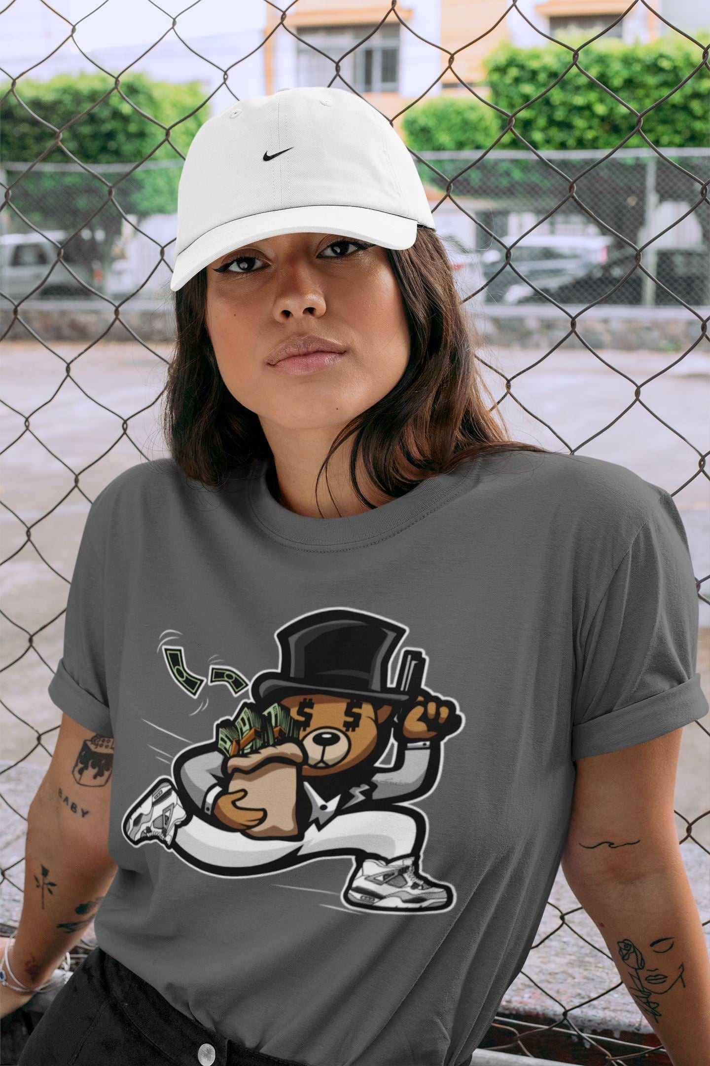 Bear Steals Unisex Tops - Air Jordan 4 Military Black