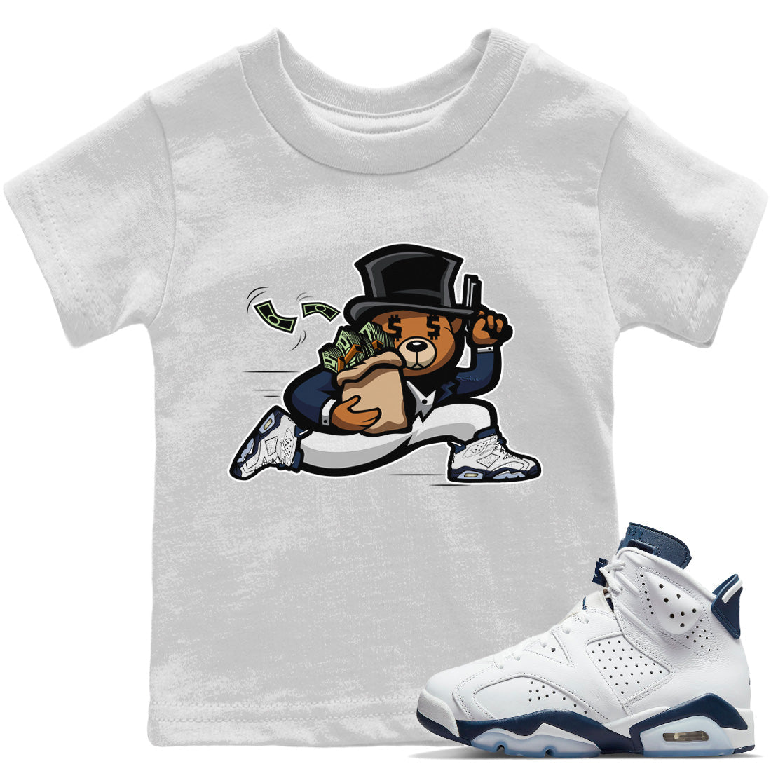 Bear Steals Kids Tops - Air Jordan 6 Midnight Navy