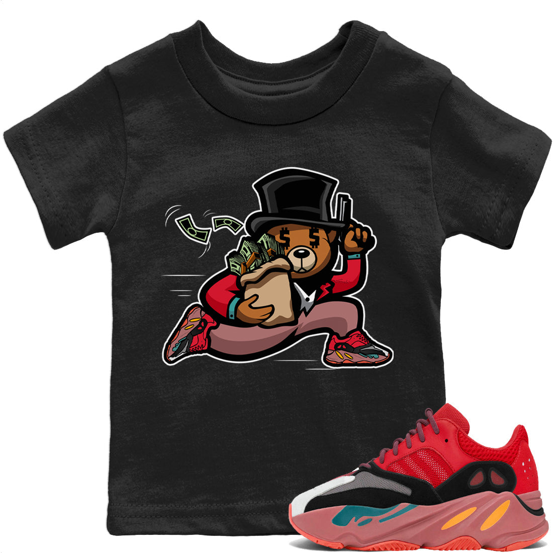 Bear Steals Kids Tops - Yeezy 700 Hi-Res Red