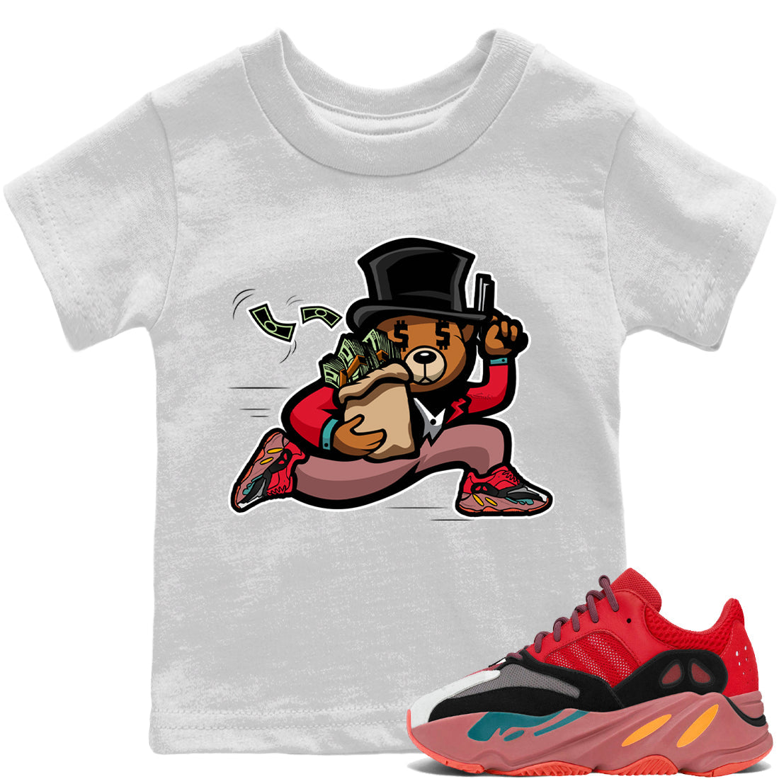 Bear Steals Kids Tops - Yeezy 700 Hi-Res Red