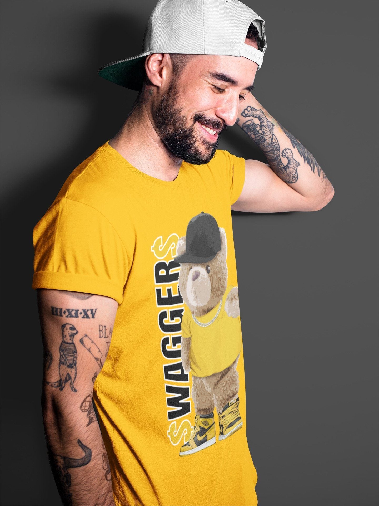 Bear Swaggers Unisex Tops - Air Jordan 1 Pollen
