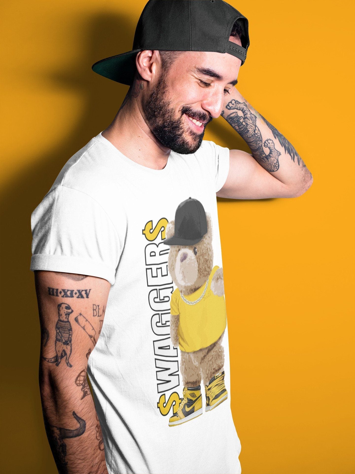 Bear Swaggers Unisex Tops - Air Jordan 1 Pollen