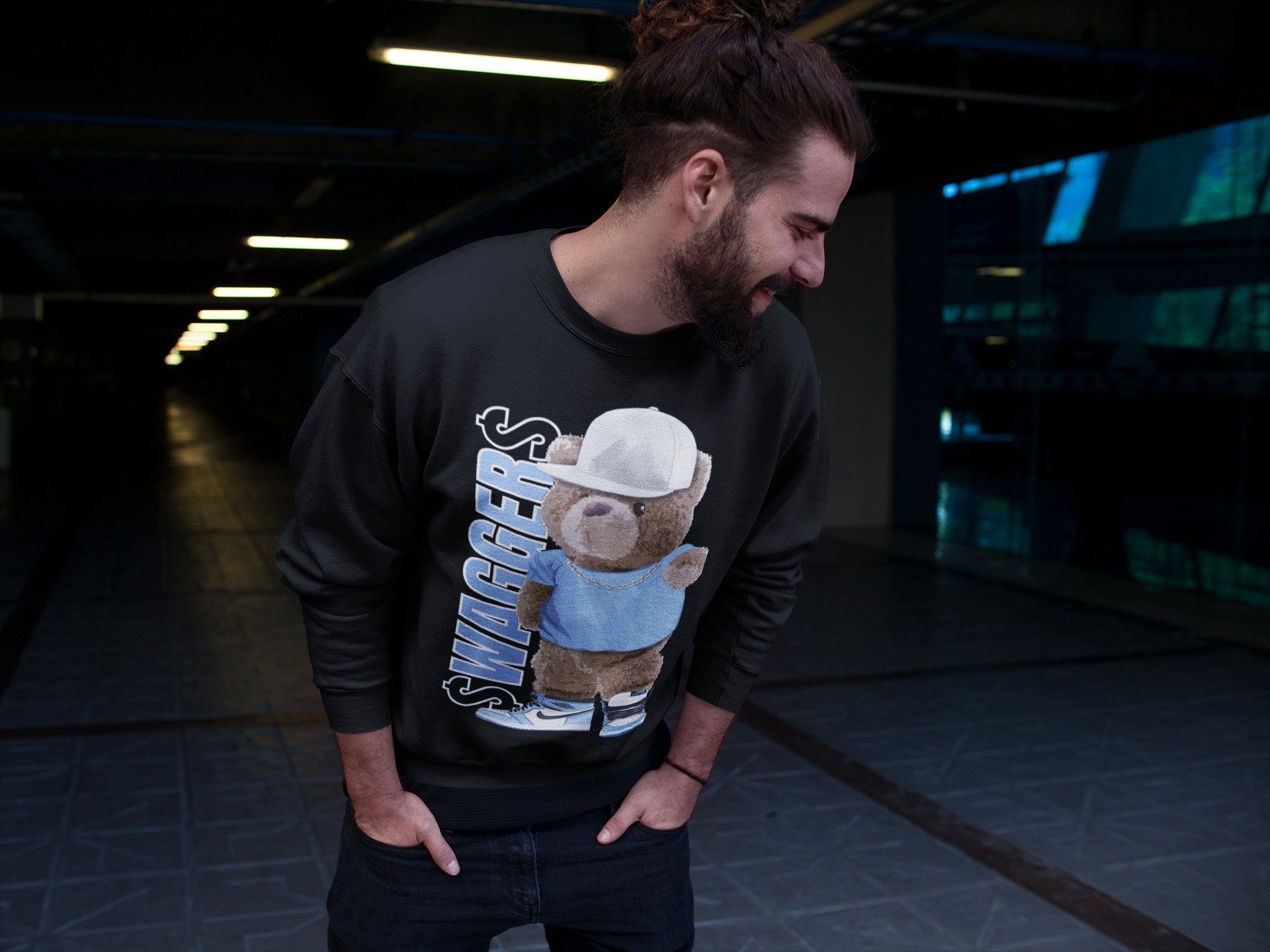 Bear Swaggers Unisex Tops - Air Jordan 1 University Blue