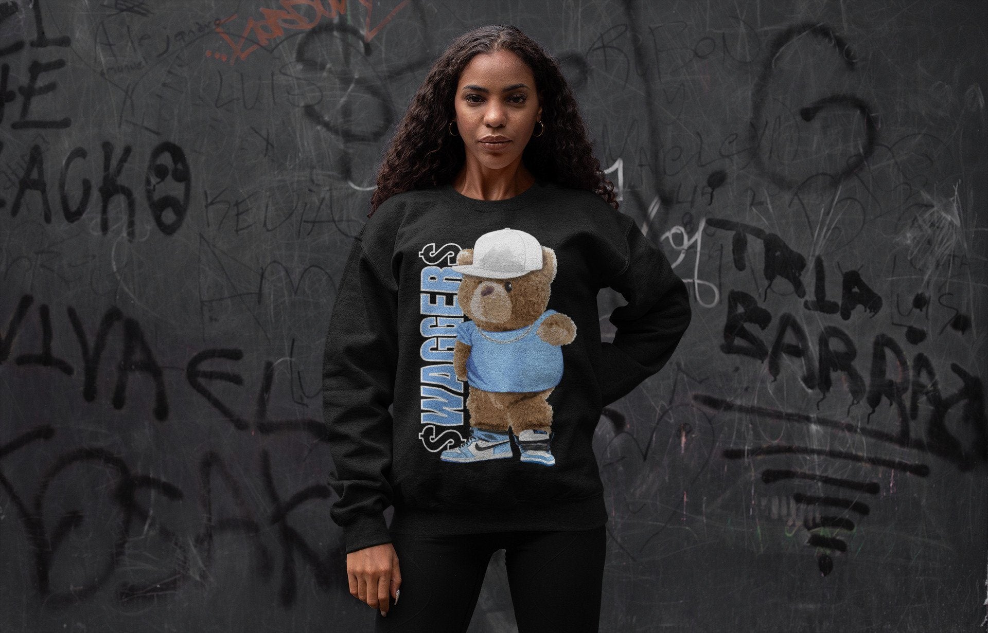 Bear Swaggers Unisex Tops - Air Jordan 1 University Blue