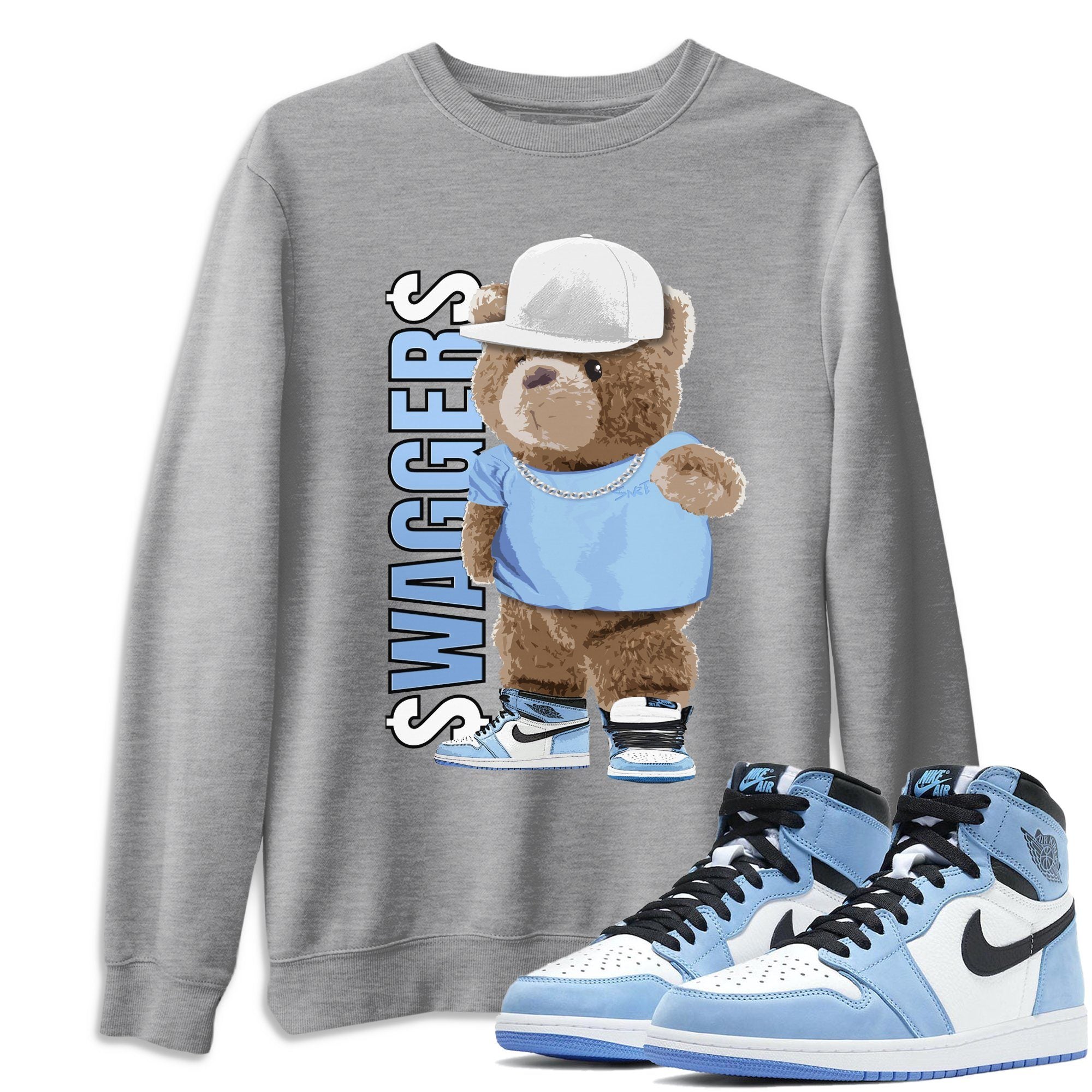 Bear Swaggers Unisex Tops - Air Jordan 1 University Blue