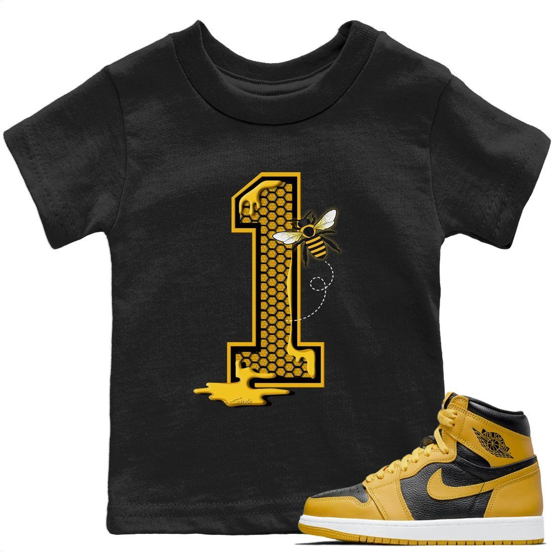 Bees Number 1 Kids Tops - Air Jordan 1 Pollen