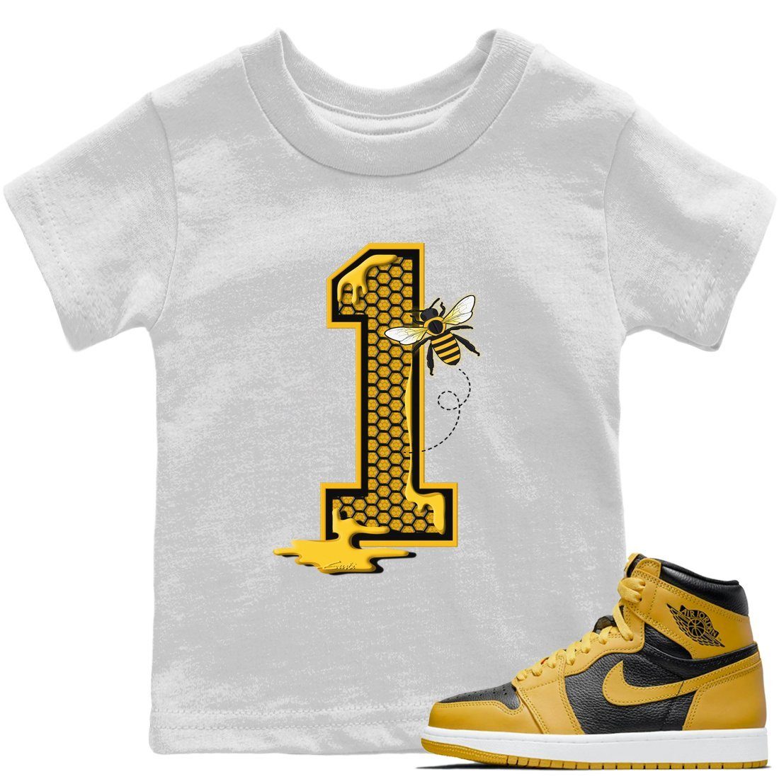 Bees Number 1 Kids Tops - Air Jordan 1 Pollen