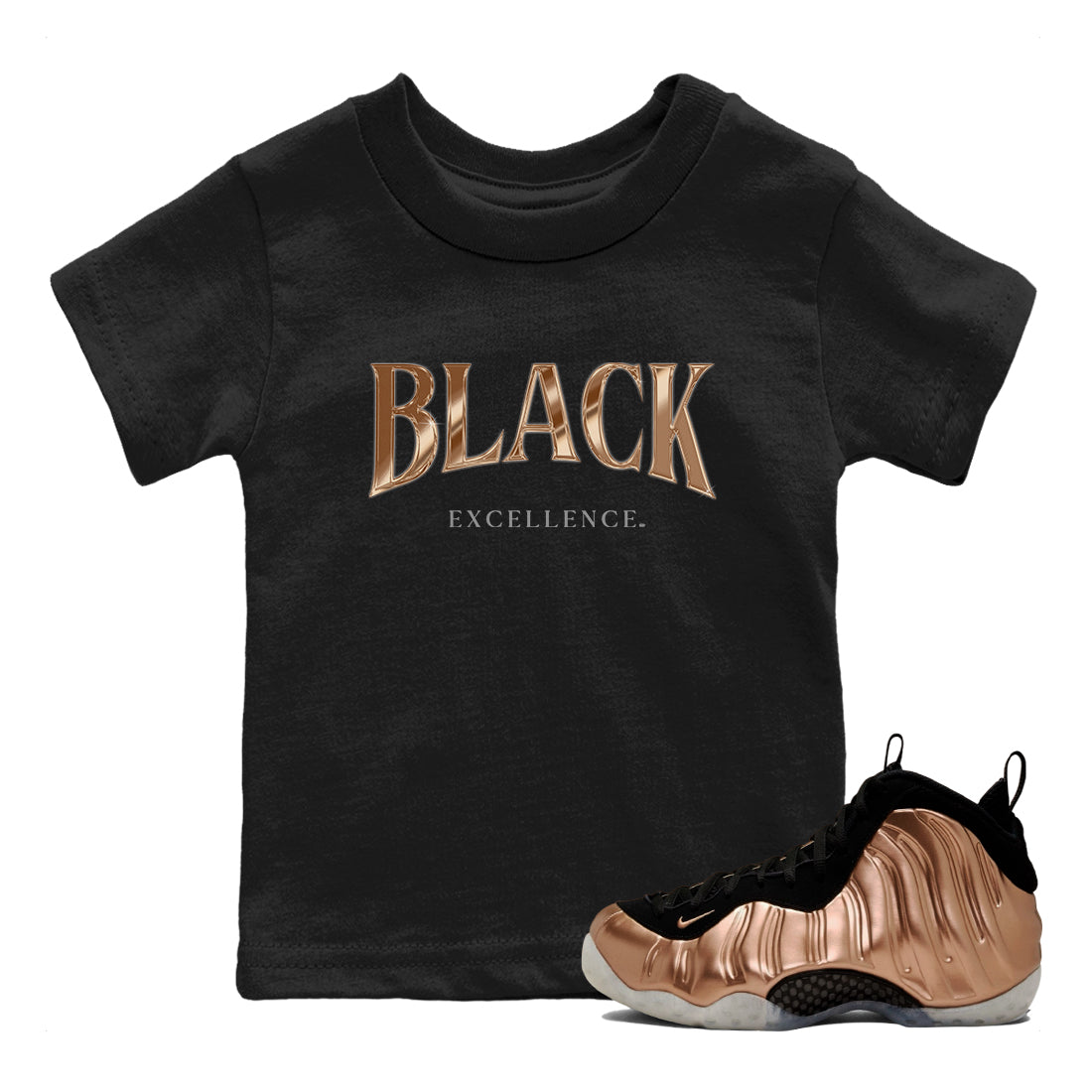 Black Excellence snkmatch Tees Kids - Air Foamposite One Metallic Copper