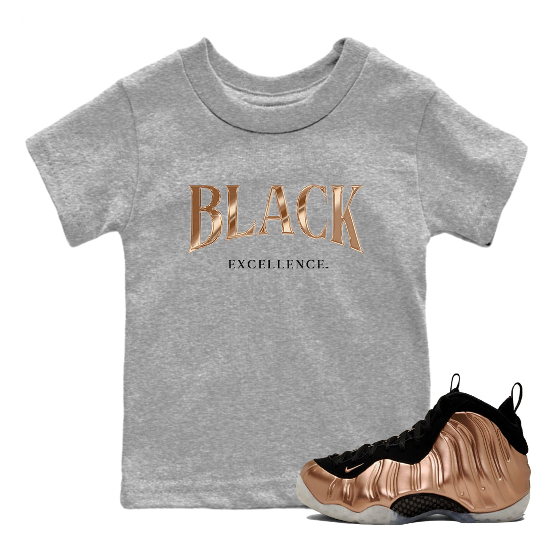 Black Excellence snkmatch Tees Kids - Air Foamposite One Metallic Copper