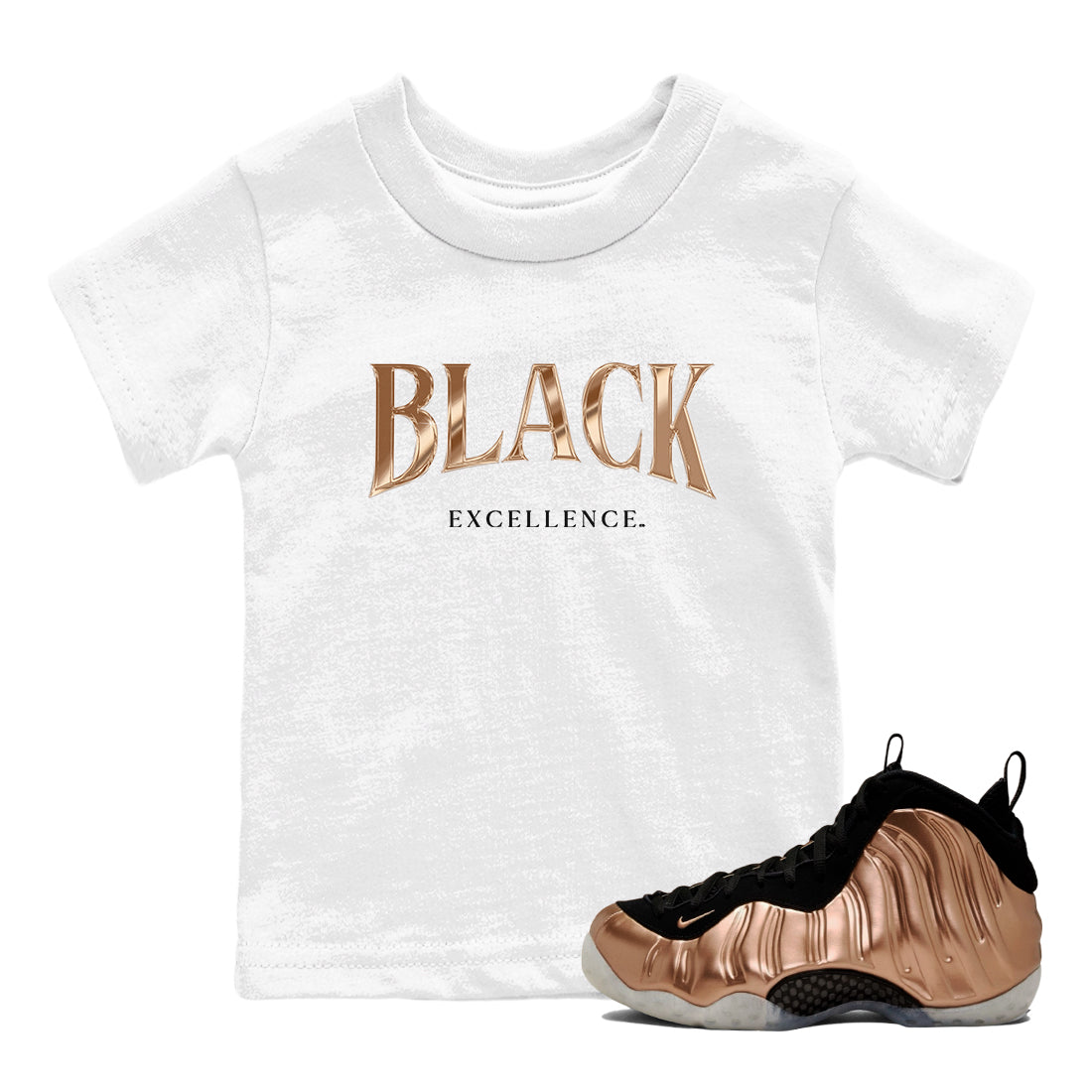 Black Excellence snkmatch Tees Kids - Air Foamposite One Metallic Copper