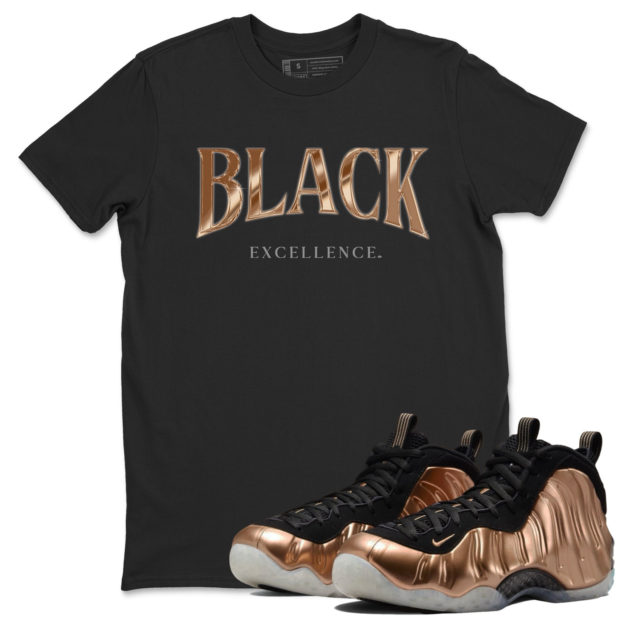 Black Excellence snkmatch Tees - Air Foamposite One Metallic Copper