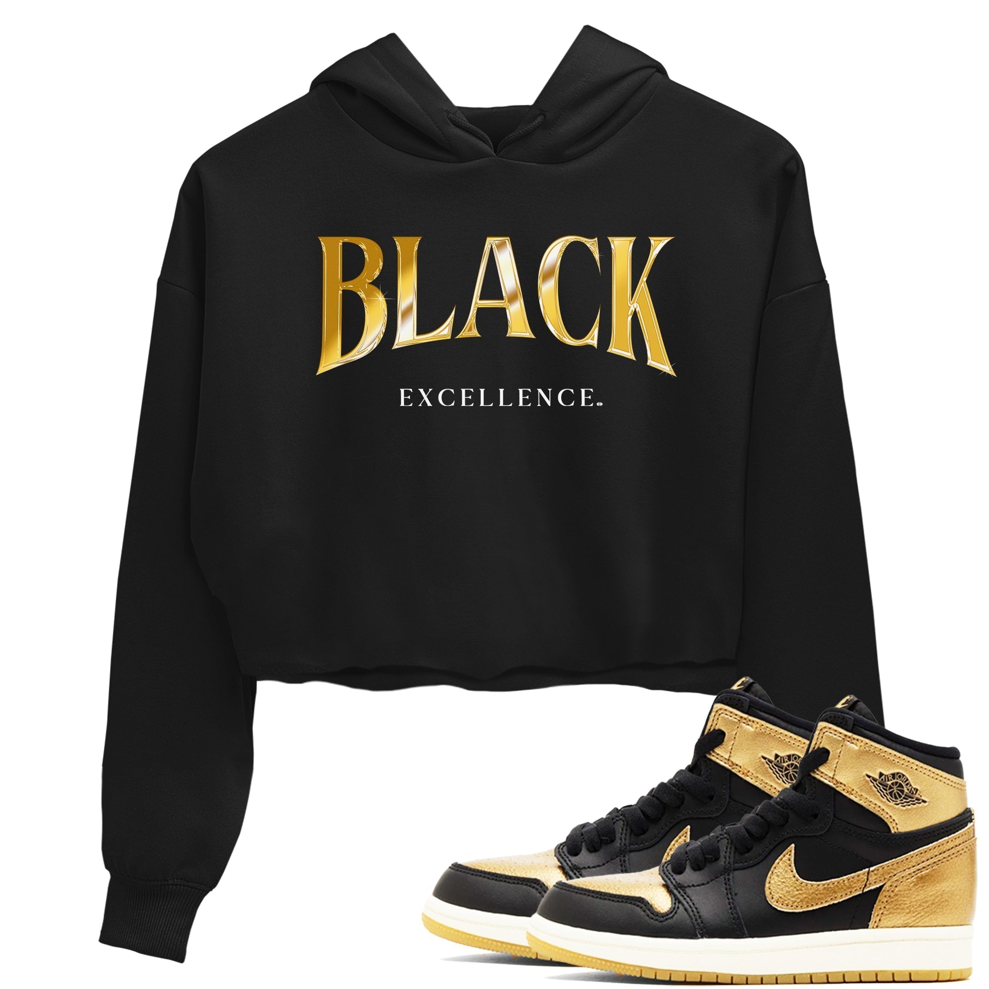Black Excellence snkmatch Women's Top - Air Jordan 1 Black Metallic Gold