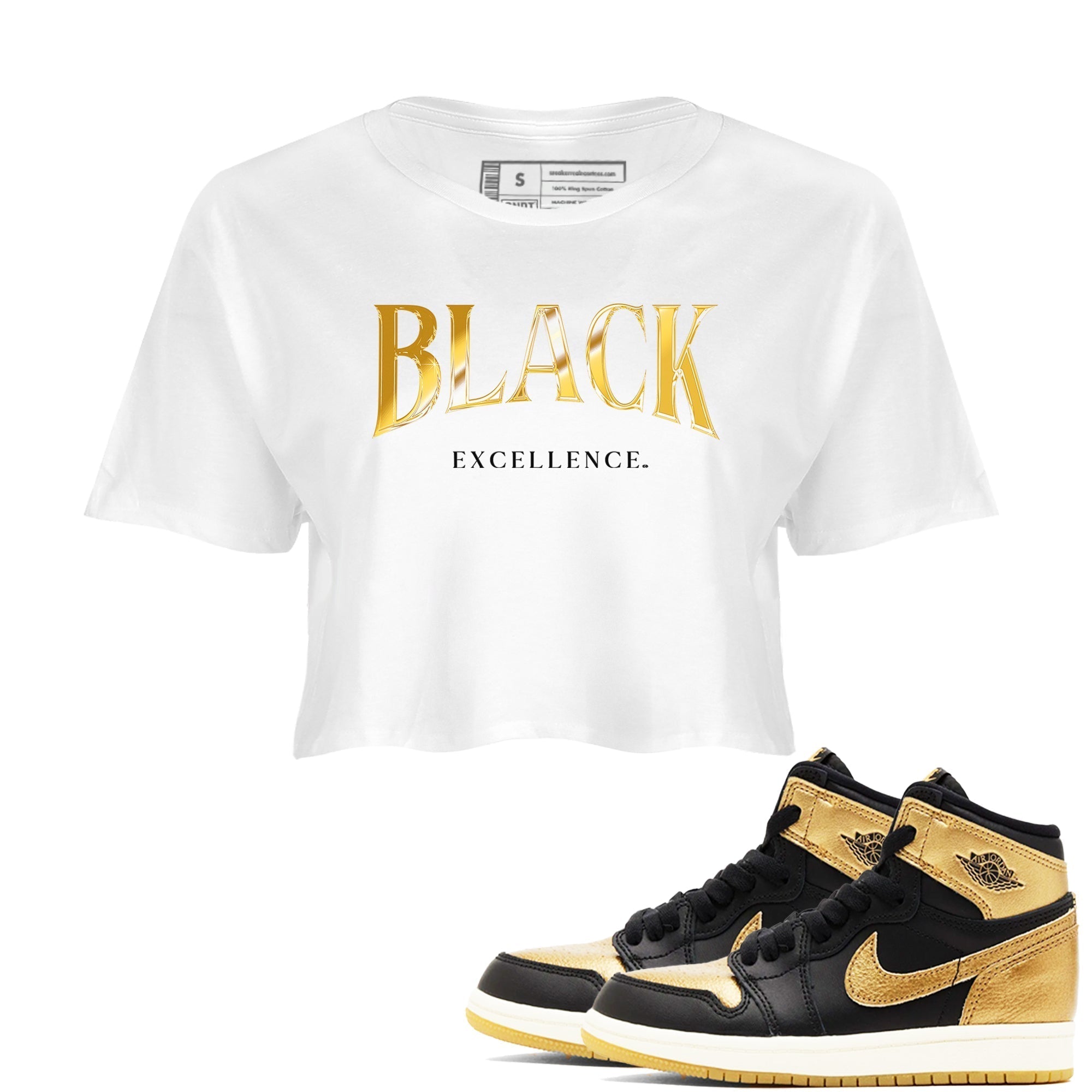 Black Excellence snkmatch Women's Top - Air Jordan 1 Black Metallic Gold