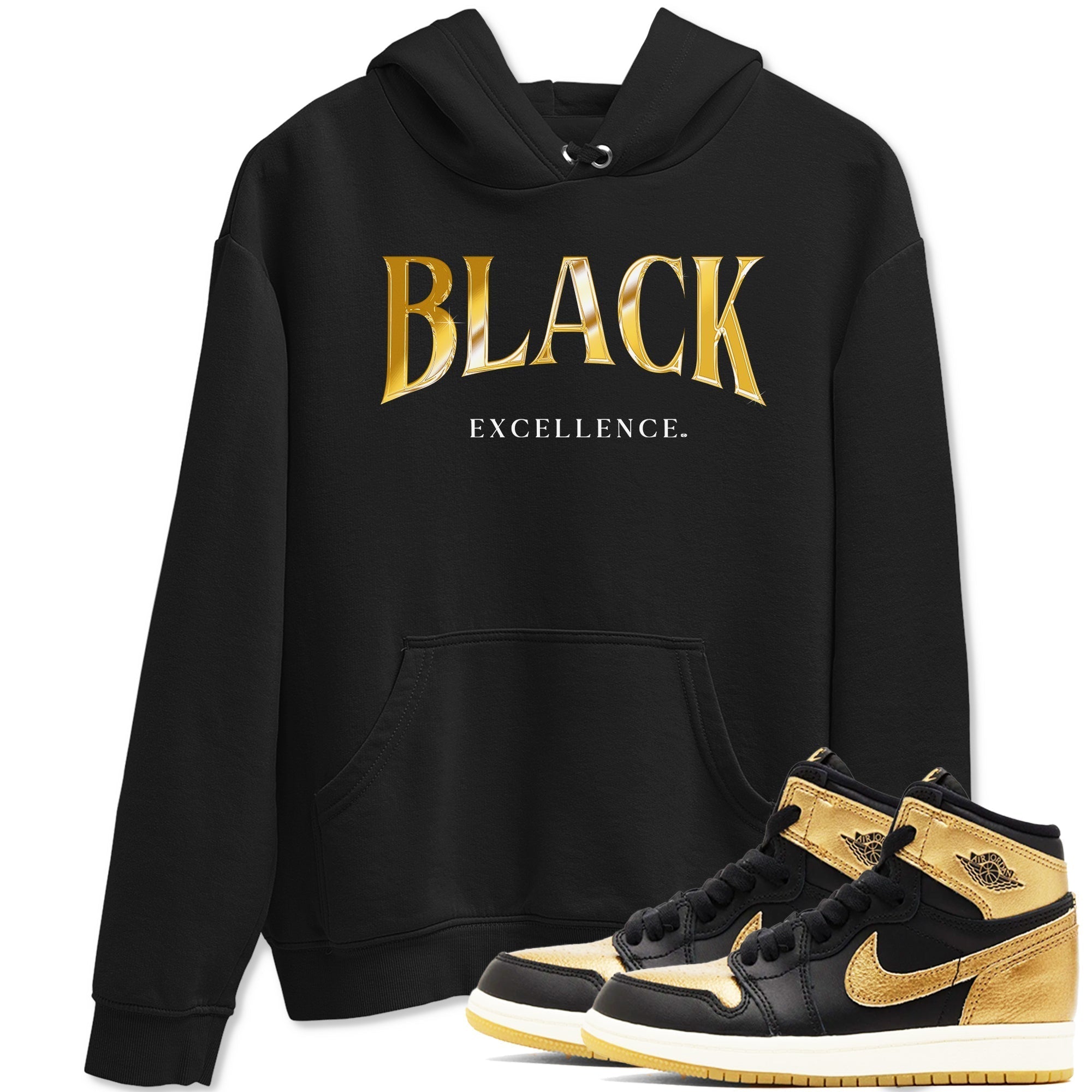 Black Excellence snkmatch Tees - Air Jordan 1 Black Metallic Gold