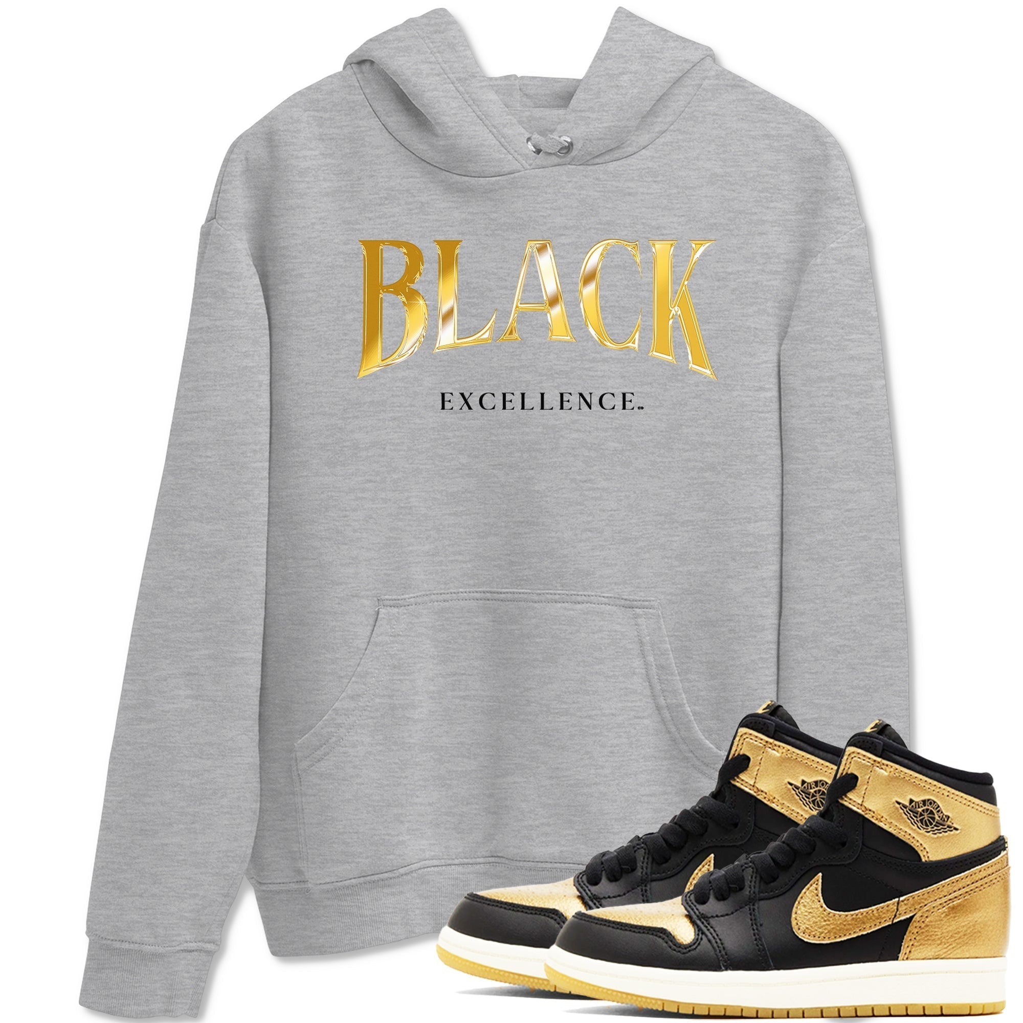Black Excellence snkmatch Tees - Air Jordan 1 Black Metallic Gold