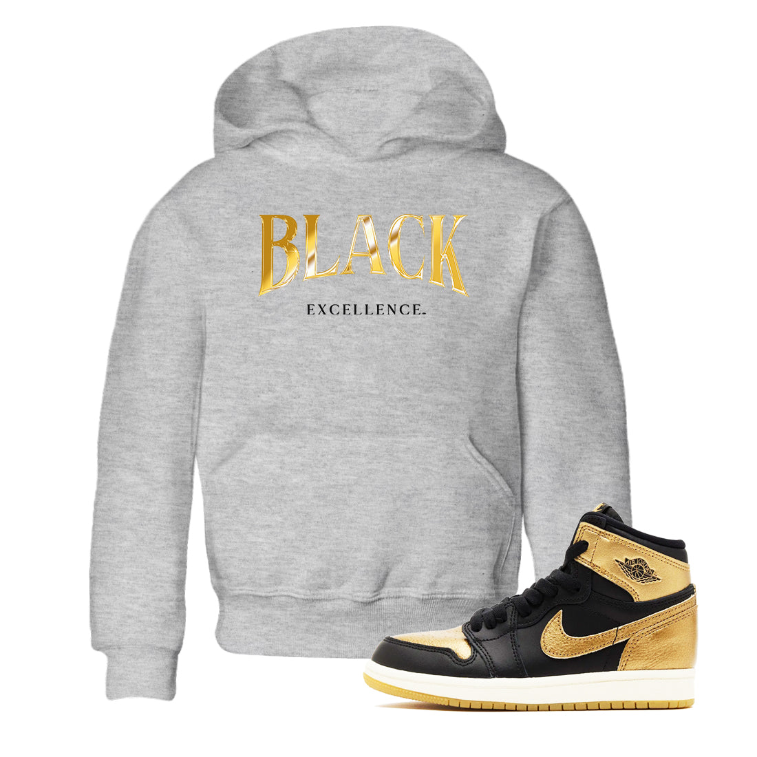 Black Excellence snkmatch Tees Kids - Air Jordan 1 Black Metallic Gold