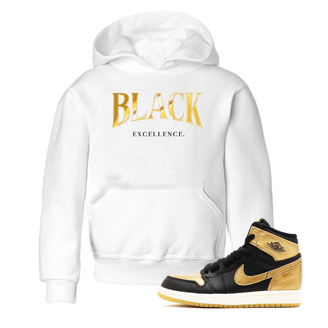Black Excellence snkmatch Tees Kids - Air Jordan 1 Black Metallic Gold