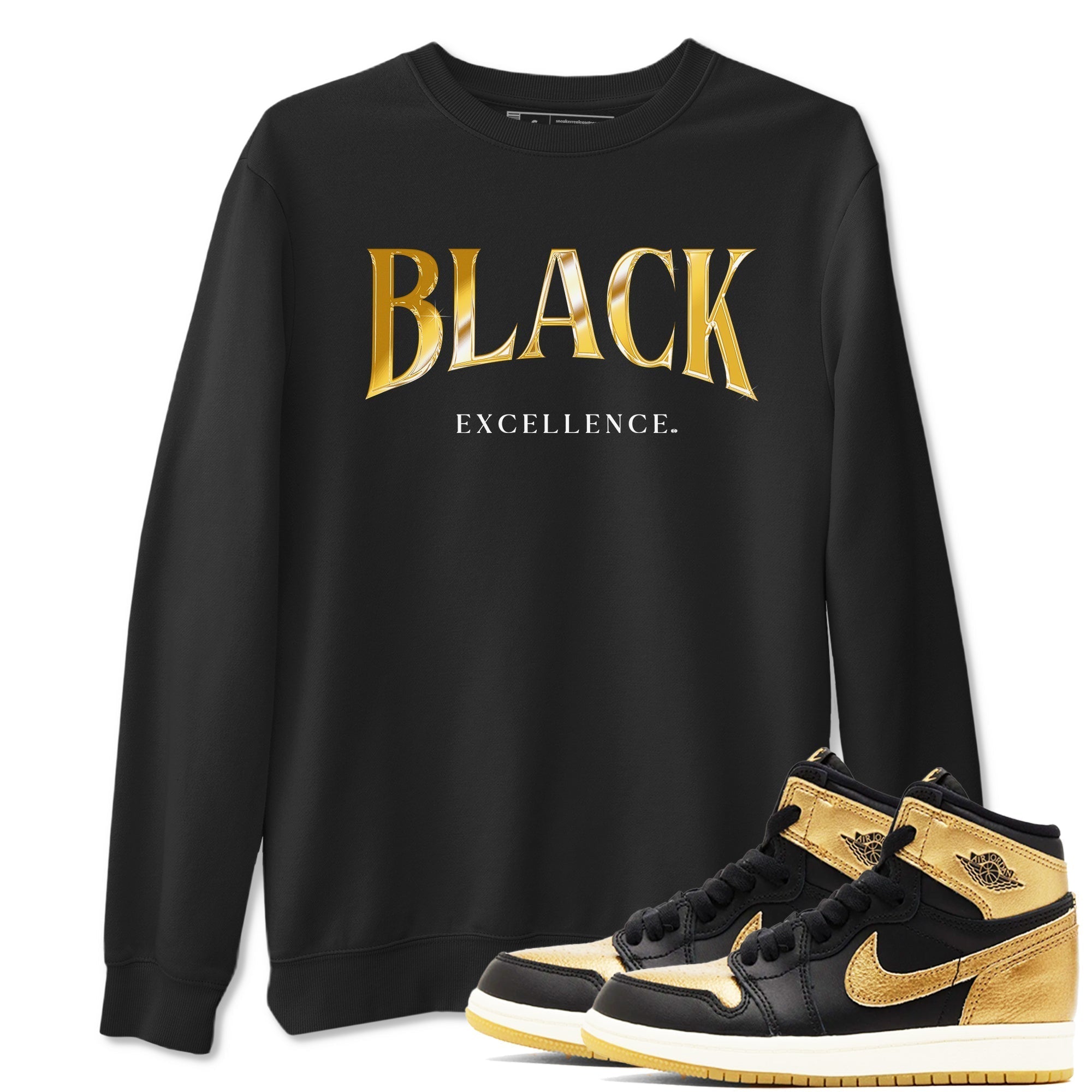 Black Excellence snkmatch Tees - Air Jordan 1 Black Metallic Gold