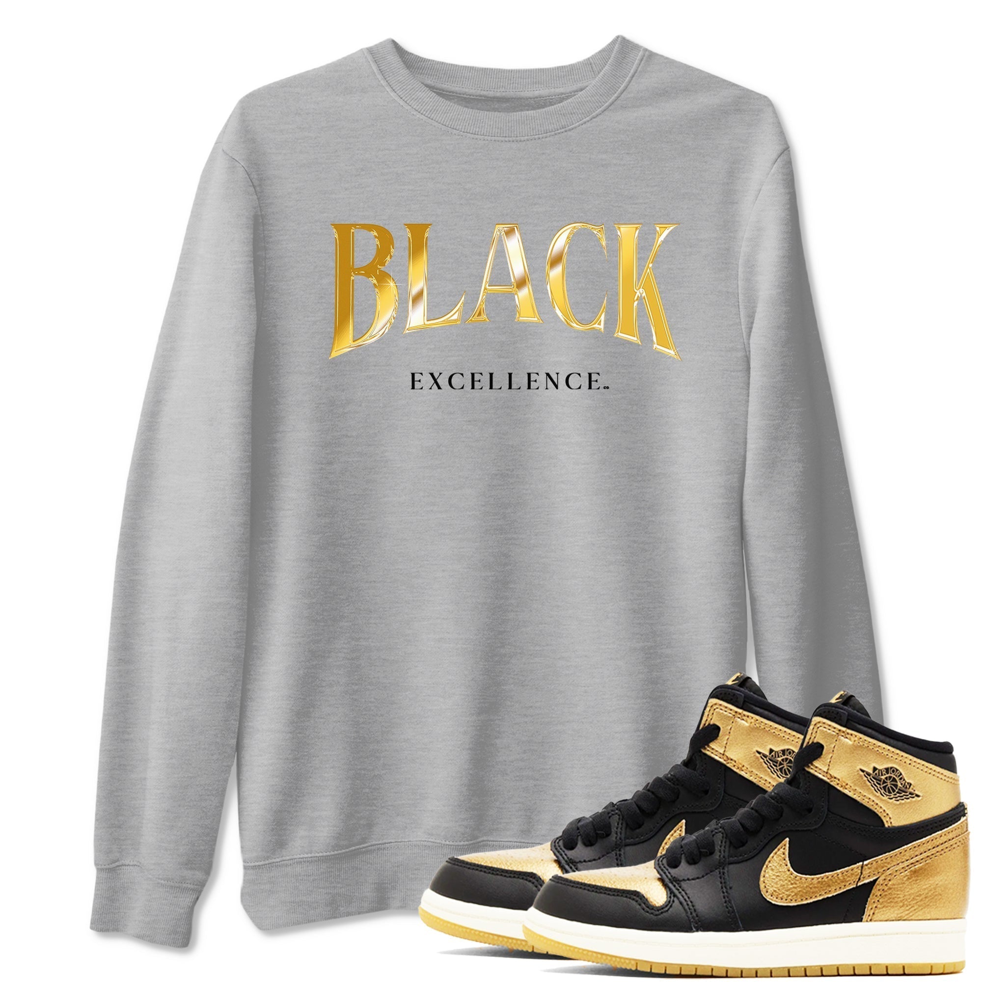 Black Excellence snkmatch Tees - Air Jordan 1 Black Metallic Gold