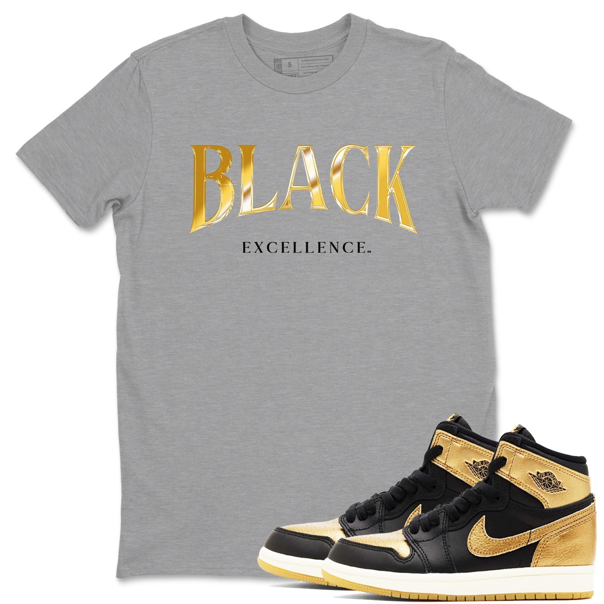 Black Excellence snkmatch Tees - Air Jordan 1 Black Metallic Gold
