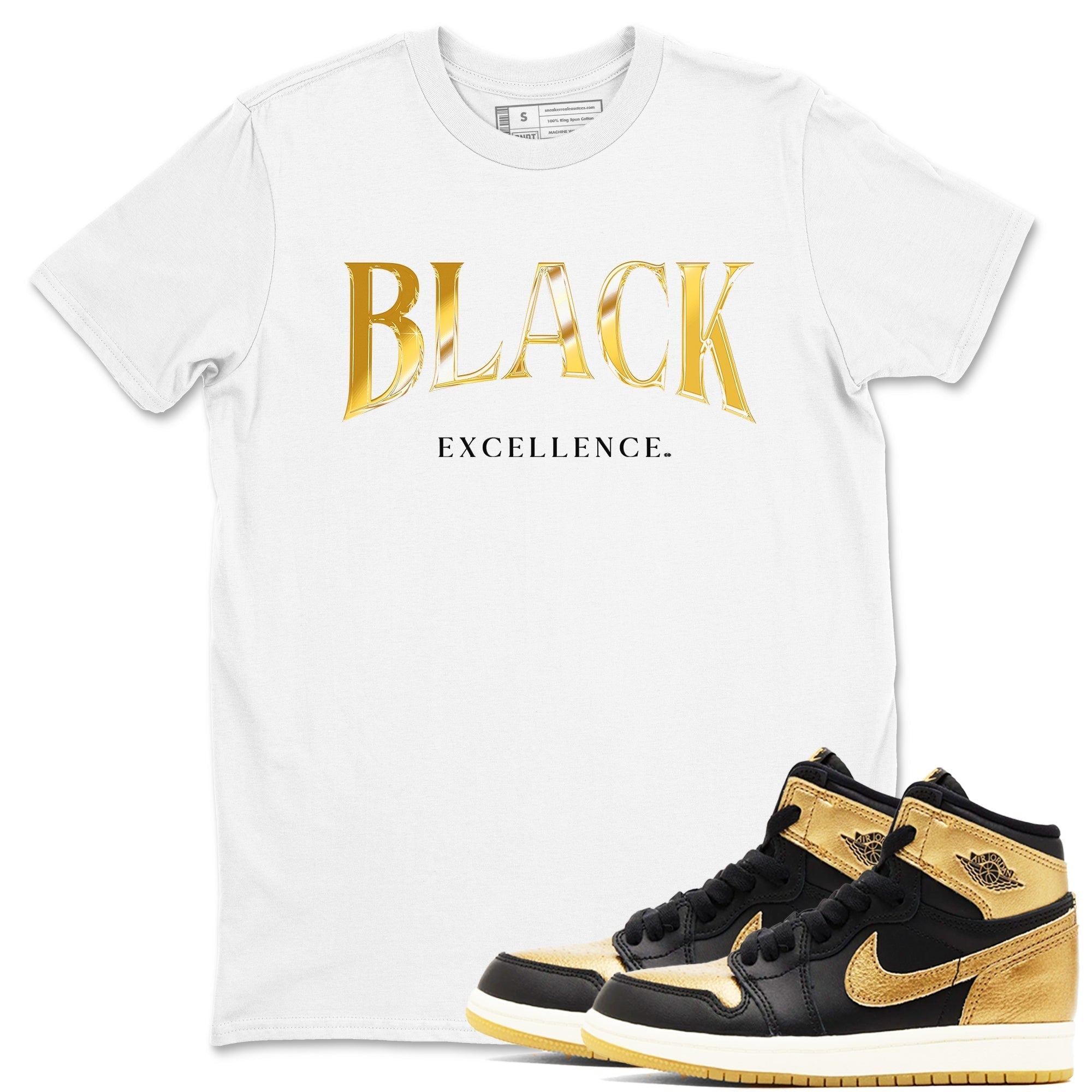 Black Excellence snkmatch Tees - Air Jordan 1 Black Metallic Gold