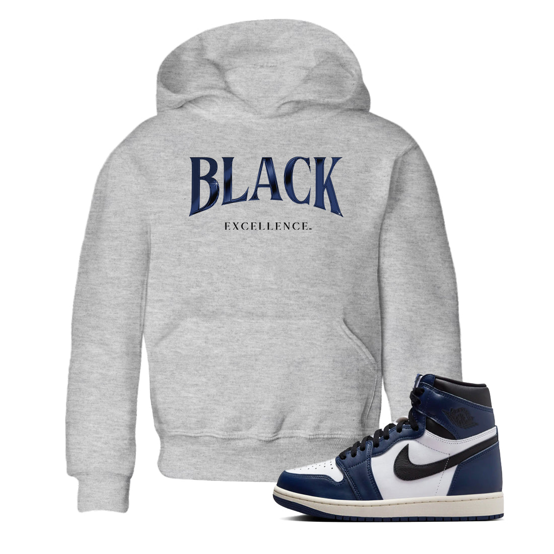 Black Excellence snkmatch Tees Kids - Air Jordan 1 Midnight Navy