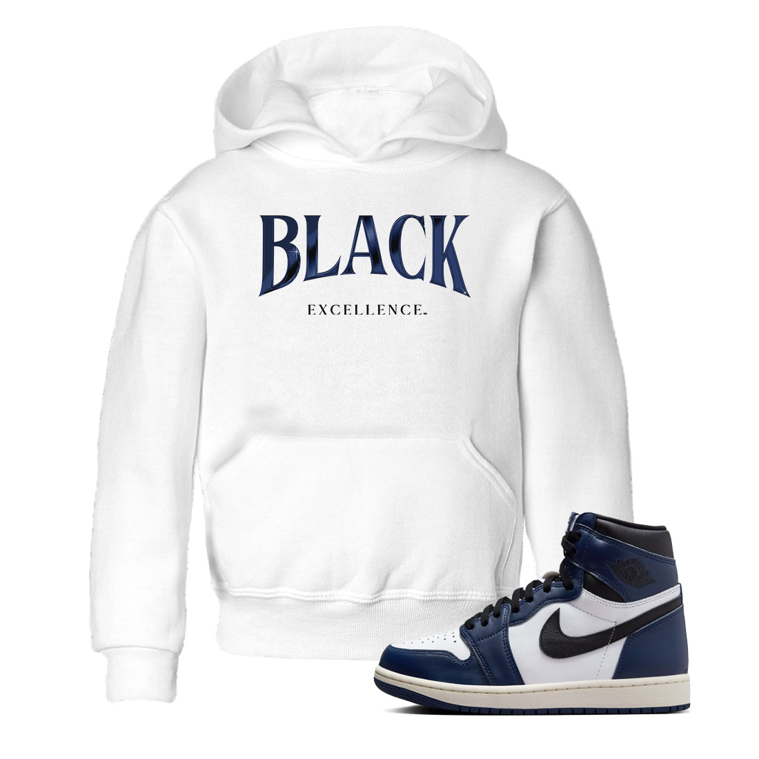 Black Excellence snkmatch Tees Kids - Air Jordan 1 Midnight Navy