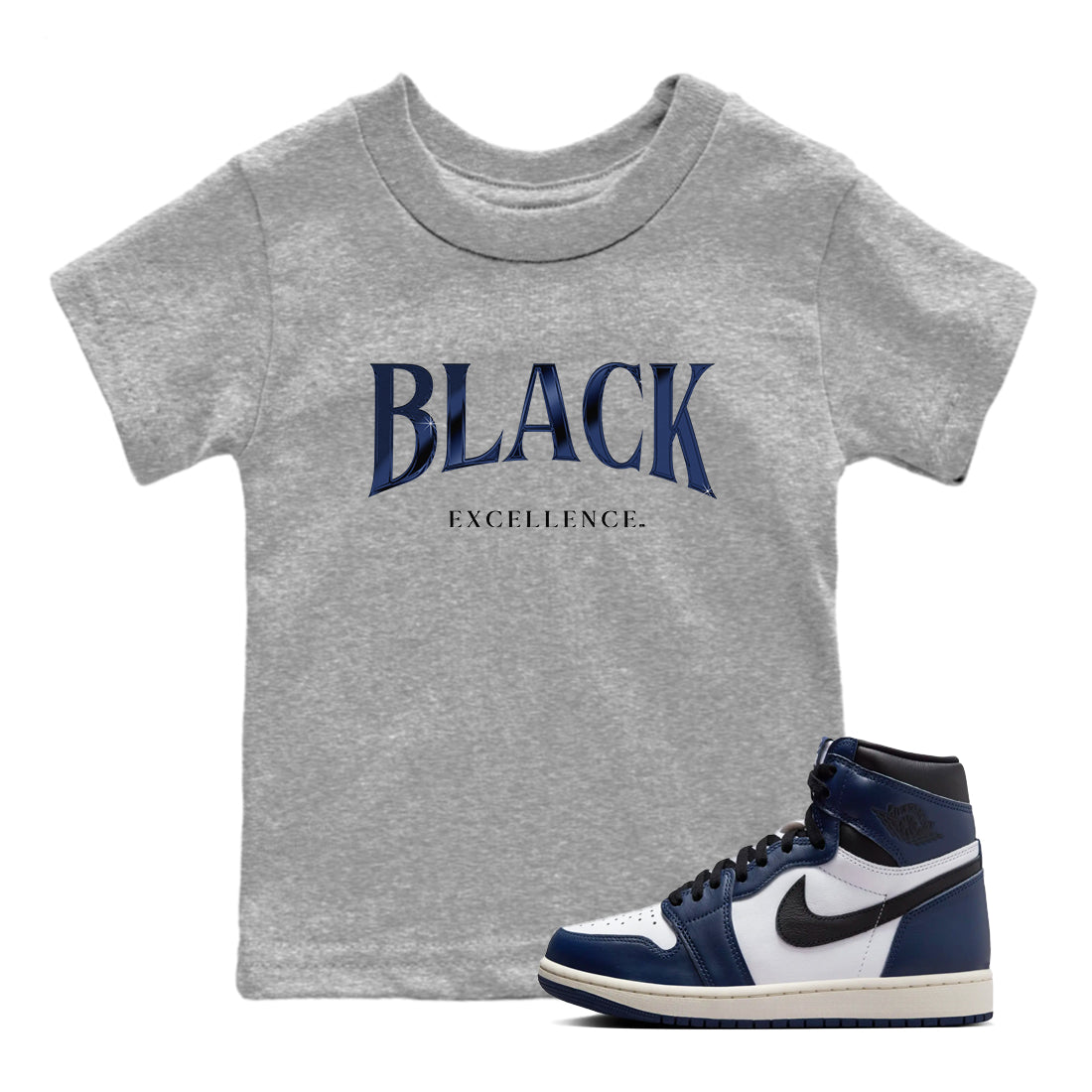 Black Excellence snkmatch Tees Kids - Air Jordan 1 Midnight Navy