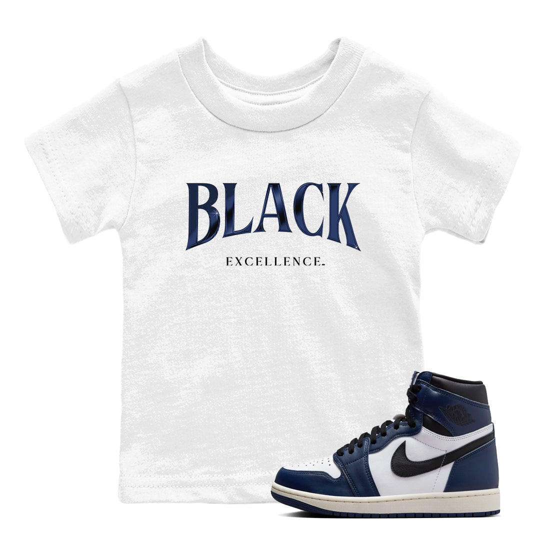 Black Excellence snkmatch Tees Kids - Air Jordan 1 Midnight Navy