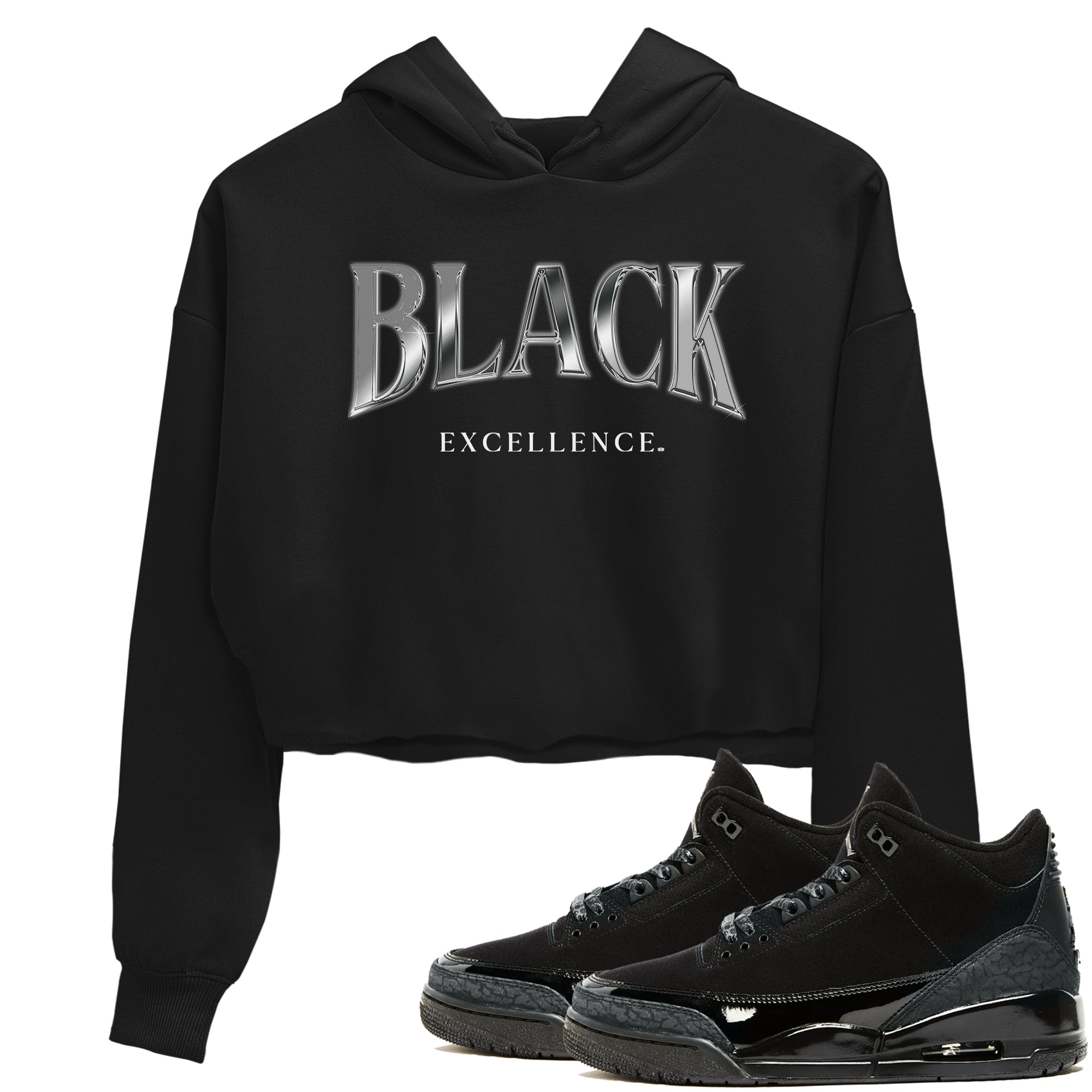 Black Excellence snkmatch Women's Top - Air Jordan 3 Black Cat