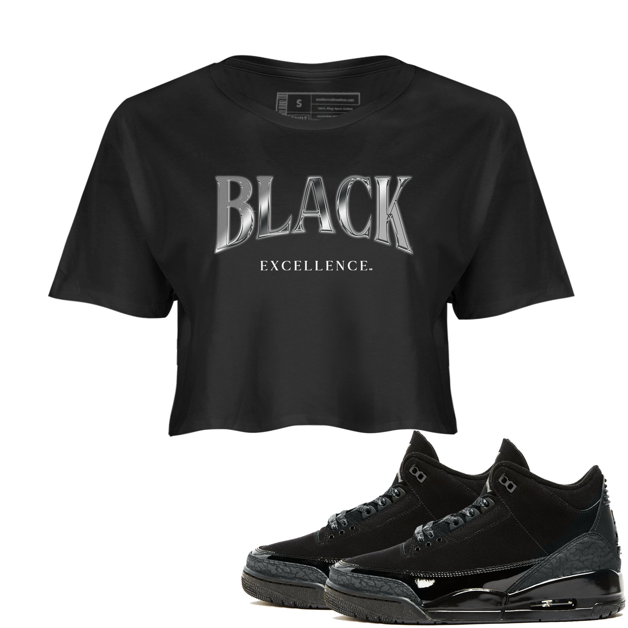 Black Excellence snkmatch Women's Top - Air Jordan 3 Black Cat