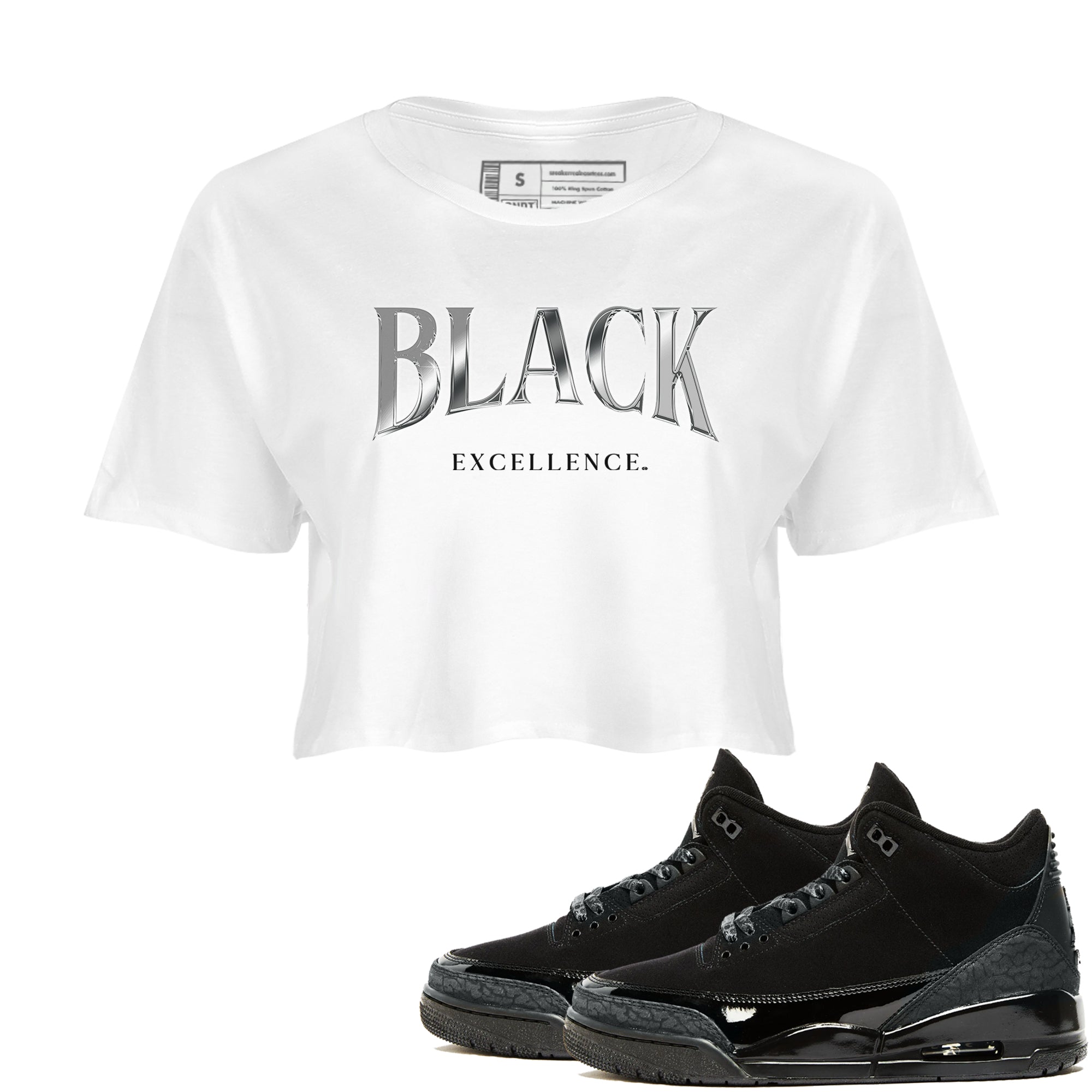 Black Excellence snkmatch Women's Top - Air Jordan 3 Black Cat